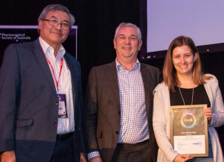 Research winners for PSA18 Lauren Corre from University of South Australia accepting the Best Poster Prize