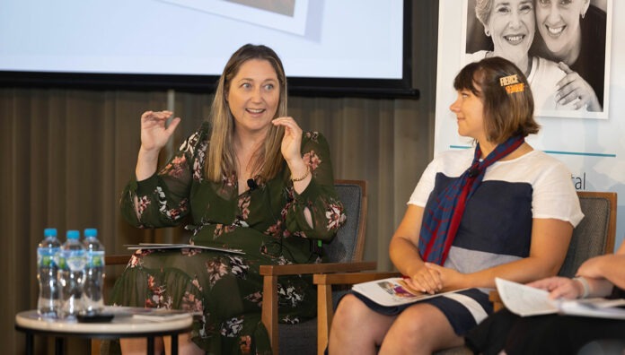 atu-highlights-feature Pharmacist and federal MP Emma McBride MPS (left) with PSA NSW Branch President Chelsea Felkai MPS during a panel discussion.