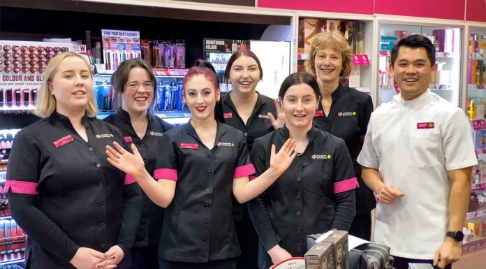 Perth pharmacy owner is PSA’s new WA Branch President Keegan Wong MPS with his team at Priceline pharmacy in Kalamunda.